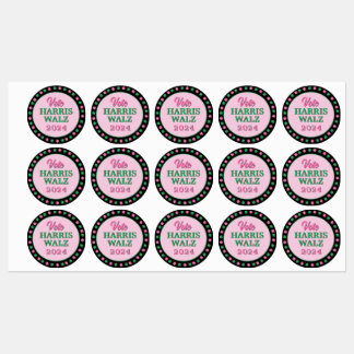Étiquettes Pink Green Clover 2024 Vote Harris Walz