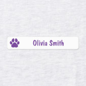 Étiquettes Pink Paw Print Personalized Kids Name Labels (Design 1)