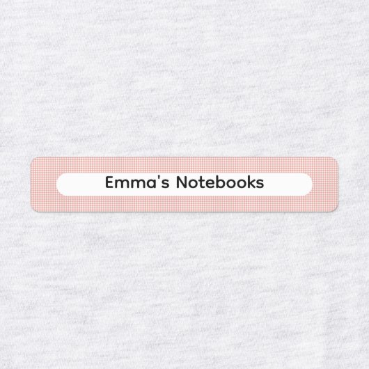 Étiquettes Pink & Sage Green Gingham Checker Custom Name (Design 1)