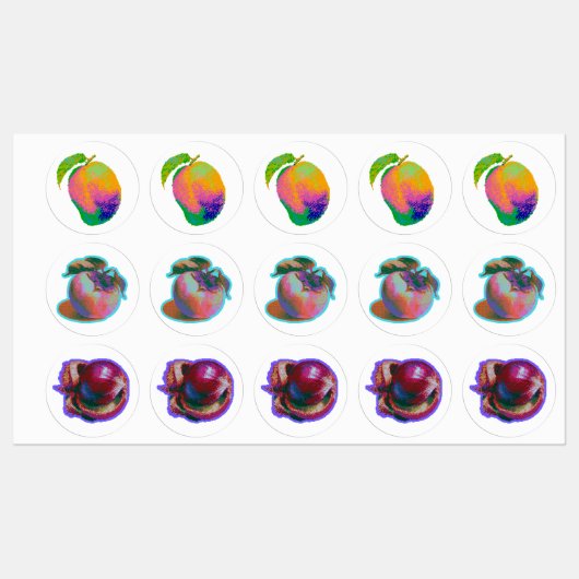 Étiquettes Pixel Glitch Art de Fruit (Feuille)