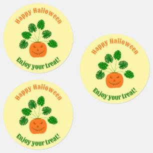 Étiquettes Plante Halloween Monstera en Citrouille personnali
