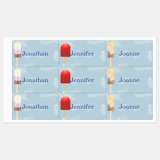 Étiquettes Popsicle Avec Nom (Feuille)