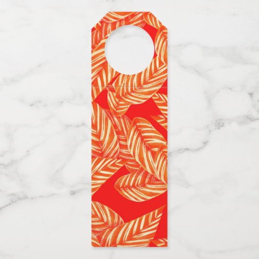 Étiquettes porte-bouteilles à feuilles rouges (Devant)