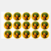 Étiquettes Portrait féminin africain avec coucher de soleil (Feuille)