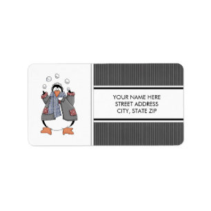 Étiquettes postales d'adresse de pingouins de Noël