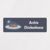 Étiquettes Poulets amusants dans l'espace dessin animé person (Design 2)