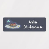 Étiquettes Poulets amusants dans l'espace dessin animé person (Design 1)