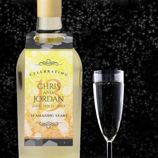 Étiquettes Pour Bouteilles 13ème anniversaire Mariage de la Citrine