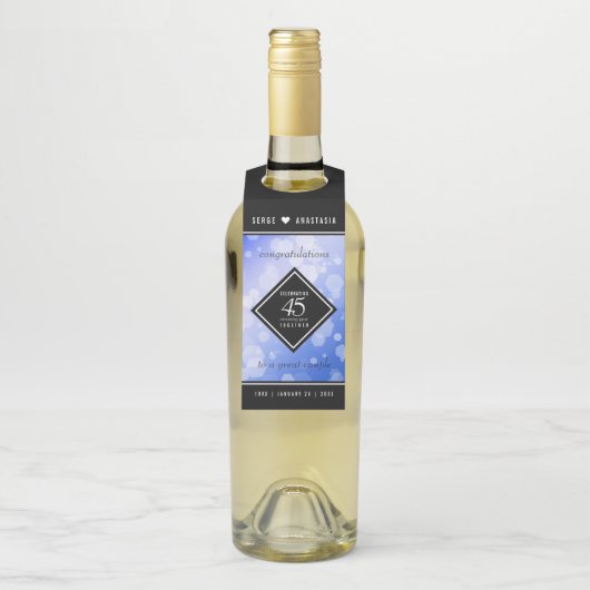 Étiquettes Pour Bouteilles 45e anniversaire de mariage de saphir élégant (Sur bouteille)