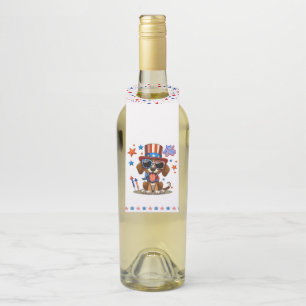 Étiquettes Pour Bouteilles 4 juillet chien/chiot mignon, patriotique