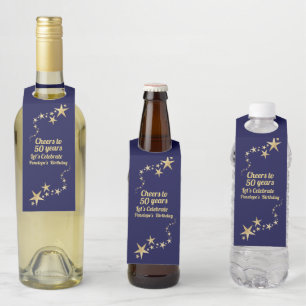 Étiquettes Pour Bouteilles À 50 ans, Bravo Marine et Étoiles Dorées