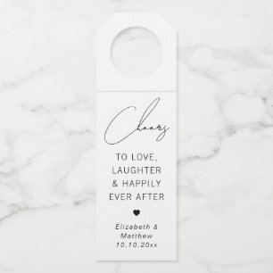 Étiquettes Pour Bouteilles À l'amour et aux rires Cadeau de mariage minimal