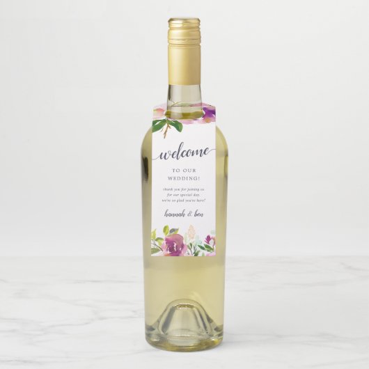 Étiquettes Pour Bouteilles Accueil du Mariage de fleurs dynamiques (Sur bouteille)