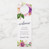 Étiquettes Pour Bouteilles Accueil du Mariage de fleurs dynamiques (Devant)