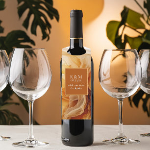 Étiquettes Pour Bouteilles Amber Brandy Abstrait Ink Mariage ID1089