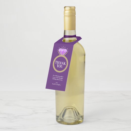 Étiquettes Pour Bouteilles Amethyst 33e anniversaire mariage violet faveur (Incliné)