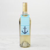Étiquettes Pour Bouteilles Ancre bleue avec des vagues bleues (Sur bouteille)