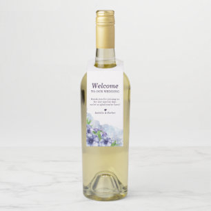 Étiquettes Pour Bouteilles Anémone Fleurie Mariage Violet Bienvenue
