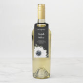 Étiquettes Pour Bouteilles Anémones Noir Blanc Mariage Floral (Sur bouteille)