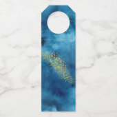 Étiquettes Pour Bouteilles Anniversaire de mariage de bleu et d'or (Dos)