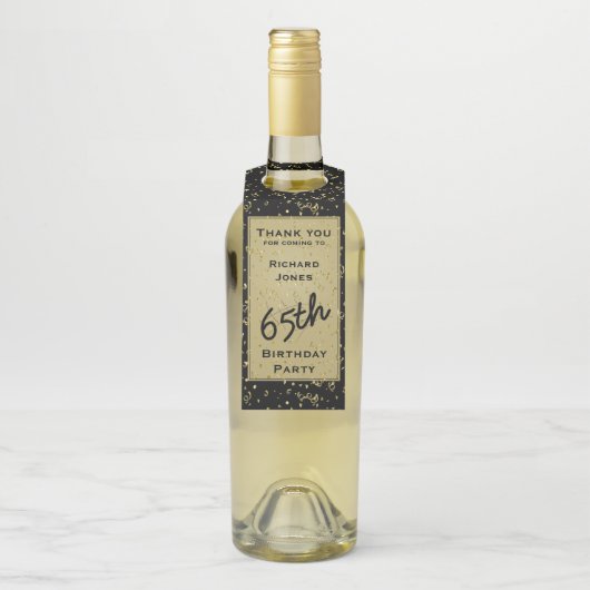 Étiquettes Pour Bouteilles Anniversaire - Noir/Or sur la colline (Sur bouteille)