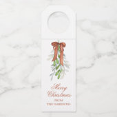 Étiquettes Pour Bouteilles Aquarelle Bow Ribbon Garland Noël (Devant)