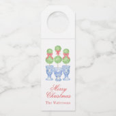 Étiquettes Pour Bouteilles Aquarelle Chinoiserie Christmas Bow Topiary (Devant)