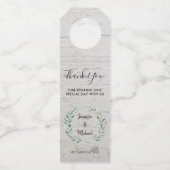 Étiquettes Pour Bouteilles Aquarelle feuille bois rustique Mariage Merci (Devant)