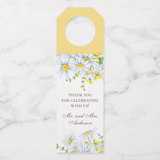 Étiquettes Pour Bouteilles Aquarelle. Floral rustique mariage merci (Devant)