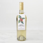 Étiquettes Pour Bouteilles Aquarelle Holly Feuille Noël (Sur bouteille)