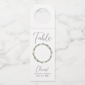 Étiquettes Pour Bouteilles Aquarelle Laurel Wreath Mariage Numéro de tableau (Devant)