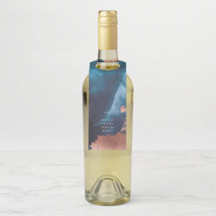 Étiquettes Pour Bouteilles Aquarelle Marine Blue Moody Rose Mariage or