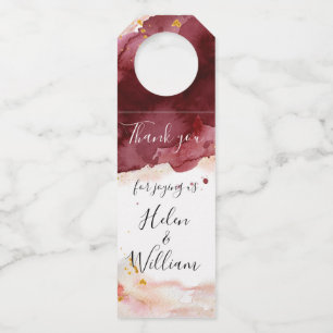 Étiquettes Pour Bouteilles Aquarelle Or et Bourgogne