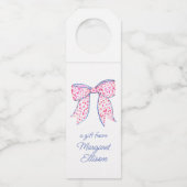 Étiquettes Pour Bouteilles Aquarelle Pink Poka Dot Bow (Devant)