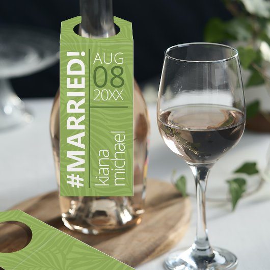 Étiquettes Pour Bouteilles Aquarelle Tropicale #Marié Vert ID577