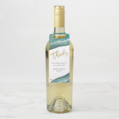 Étiquettes Pour Bouteilles Aquarelle Turquoise et Gold Geode | Merci (Sur bouteille)