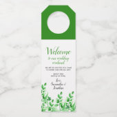 Étiquettes Pour Bouteilles Aquarelle Verdure Bienvenue à notre mariage (Devant)
