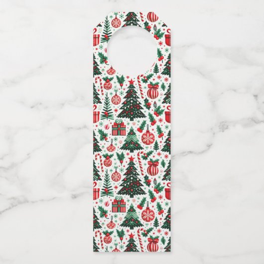 Étiquettes Pour Bouteilles Arbre de Noël, cadeaux, sucre de canne (Devant)
