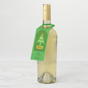 Étiquettes Pour Bouteilles Arbre de Noël celtique