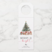 Étiquettes Pour Bouteilles Arbre de Noël Joyeux et cadeau lumineux (Devant)