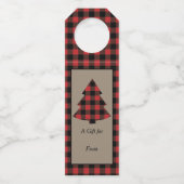 Étiquettes Pour Bouteilles Arbre de Noël Plaid Buffalo Rouge (Devant)