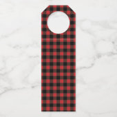 Étiquettes Pour Bouteilles Arbre de Noël Plaid Buffalo Rouge (Dos)