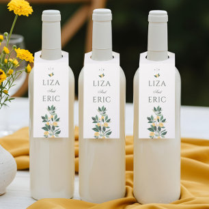 Étiquettes Pour Bouteilles Arbre Fleurissant aux Fleurs de Citron Elégant Mar