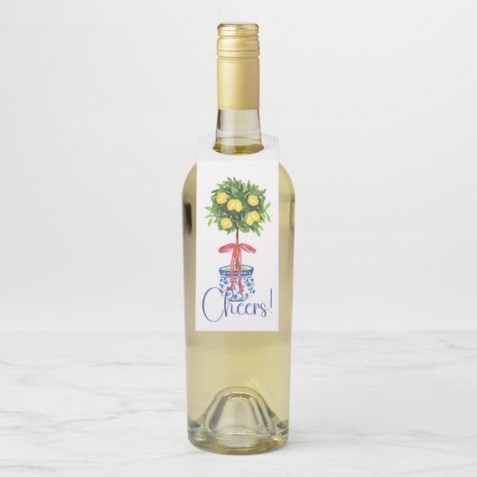 Étiquettes Pour Bouteilles Arbre topiaire en Chinoiserie au citron (Sur bouteille)