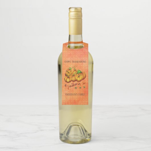 Étiquettes Pour Bouteilles Arrière - plan Orange Et Citrouille (Sur bouteille)