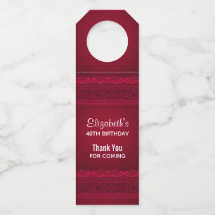 Étiquettes Pour Bouteilles Arrière - plan rouge élégant et élégant Merci élég