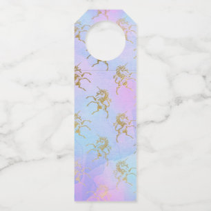 Étiquettes Pour Bouteilles Art à l'aquarelle Couleurs Douces Licorne Dorée Fa