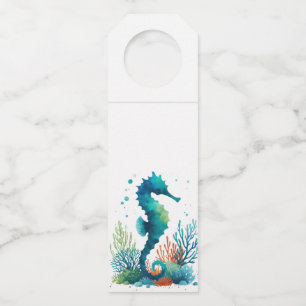 Étiquettes Pour Bouteilles art nautique/plage/côtes de l'hippocampe