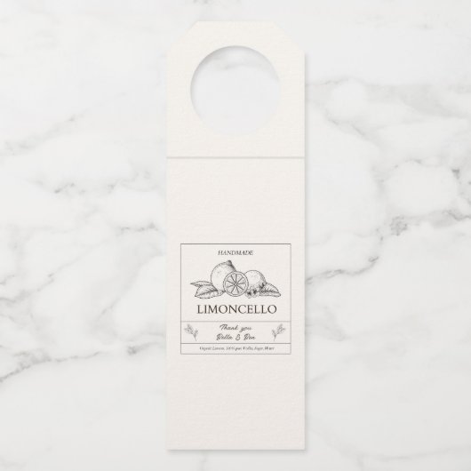 Étiquettes Pour Bouteilles Artisanat moderne Citron Mariage Limoncello (Devant)