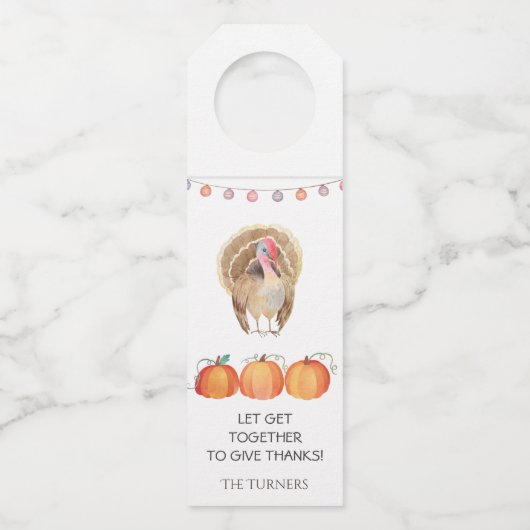 Étiquettes Pour Bouteilles Automne Arbres Citrouille Turquie Thanksgiving Par (Dos)